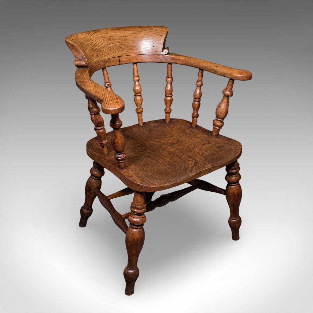 Pair Of Antique Country House Captain's Chairs, English, Smoker's Bow, Victorian. photo for sale