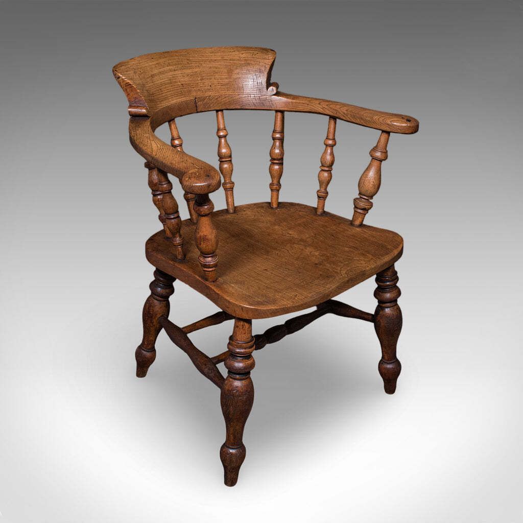 Pair Of Antique Country House Captain's Chairs, English, Smoker's Bow, Victorian. photo Furniture