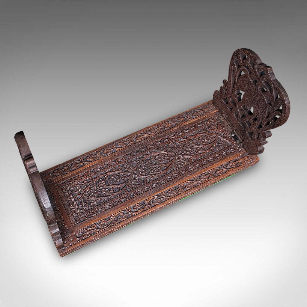 Vintage Elephant Motif Book Slide, Anglo Indian, Teak, Library Stand, Art Deco. photo 403.0