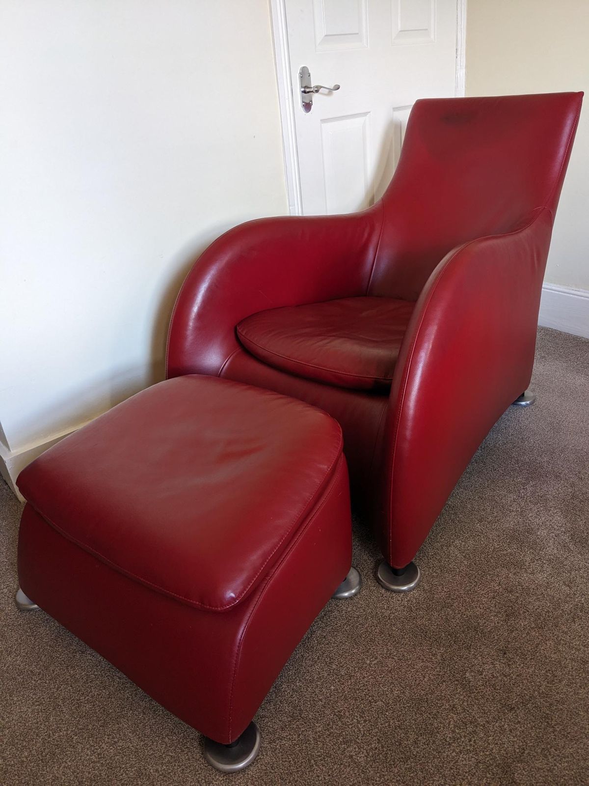 Loge Leather Lounge Chair And Footstool, By Gerard Van Den Berg For Montis