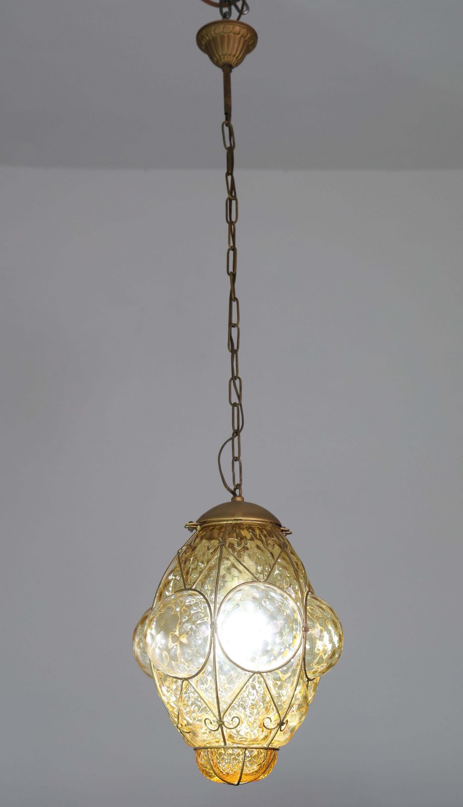 Amazing Amber Vintage Venetian Lantern, Seguso Murano Glass, 1960s photo for sale