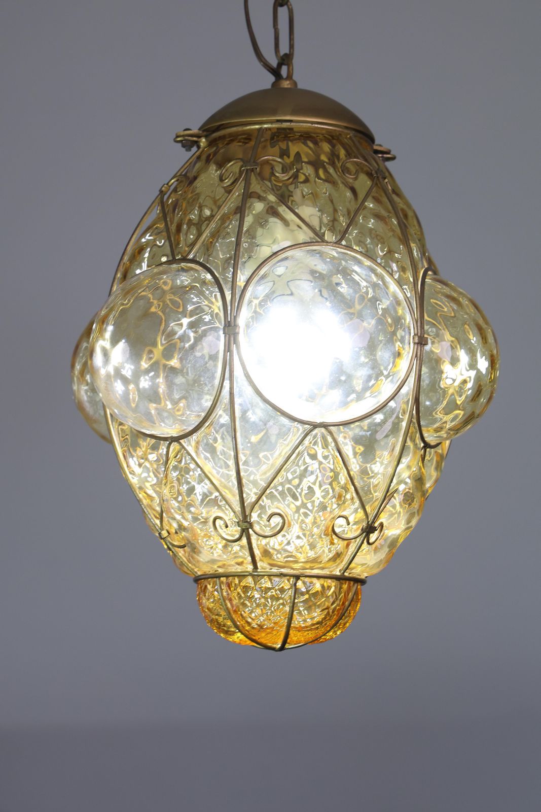 Amazing Amber Vintage Venetian Lantern, Seguso Murano Glass, 1960s photo vinterior