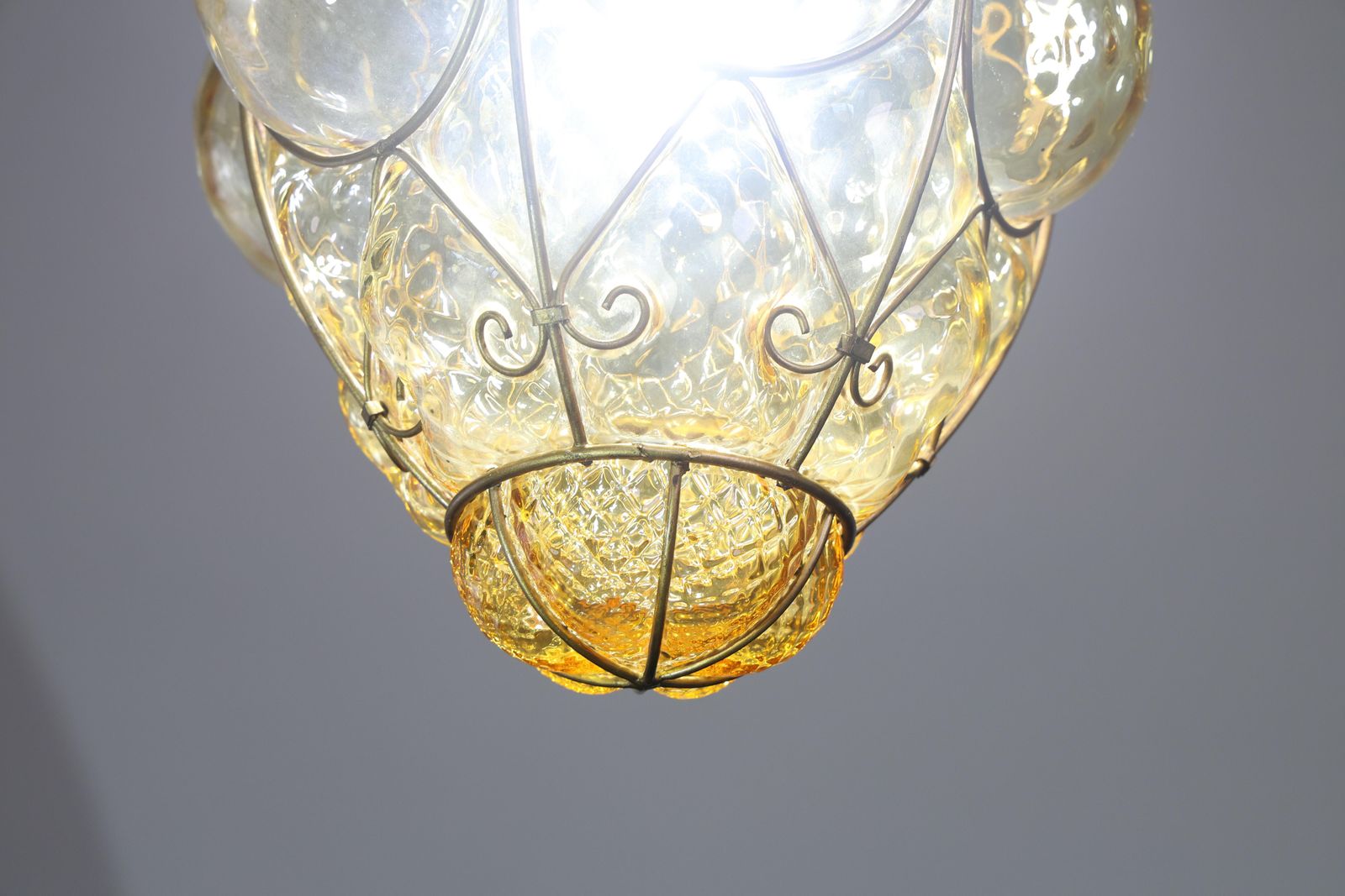photo vinterior Amazing Amber Vintage Venetian Lantern, Seguso Murano Glass, 1960s