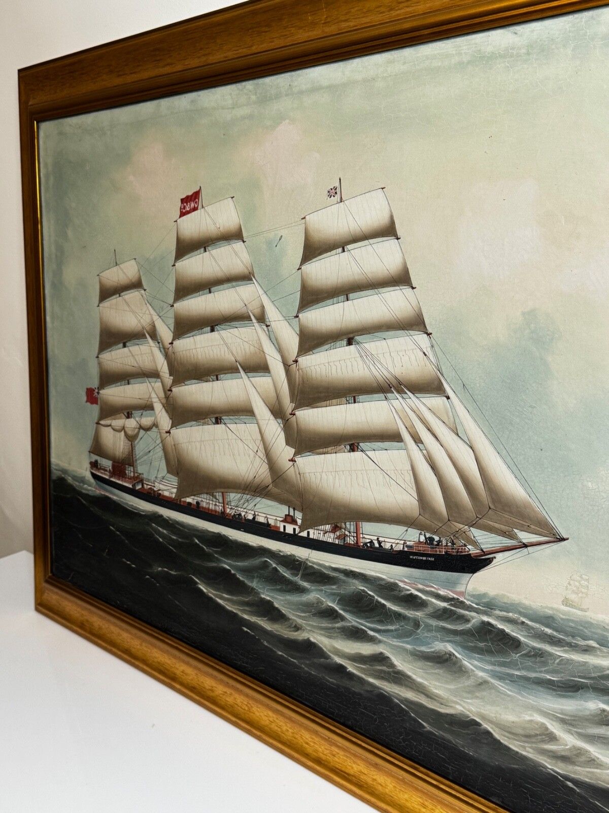 photo for sale Maritiem olieschilderij 19e eeuw, Wiscombe Park, schip op weg naar Australië, John Blumer & Co