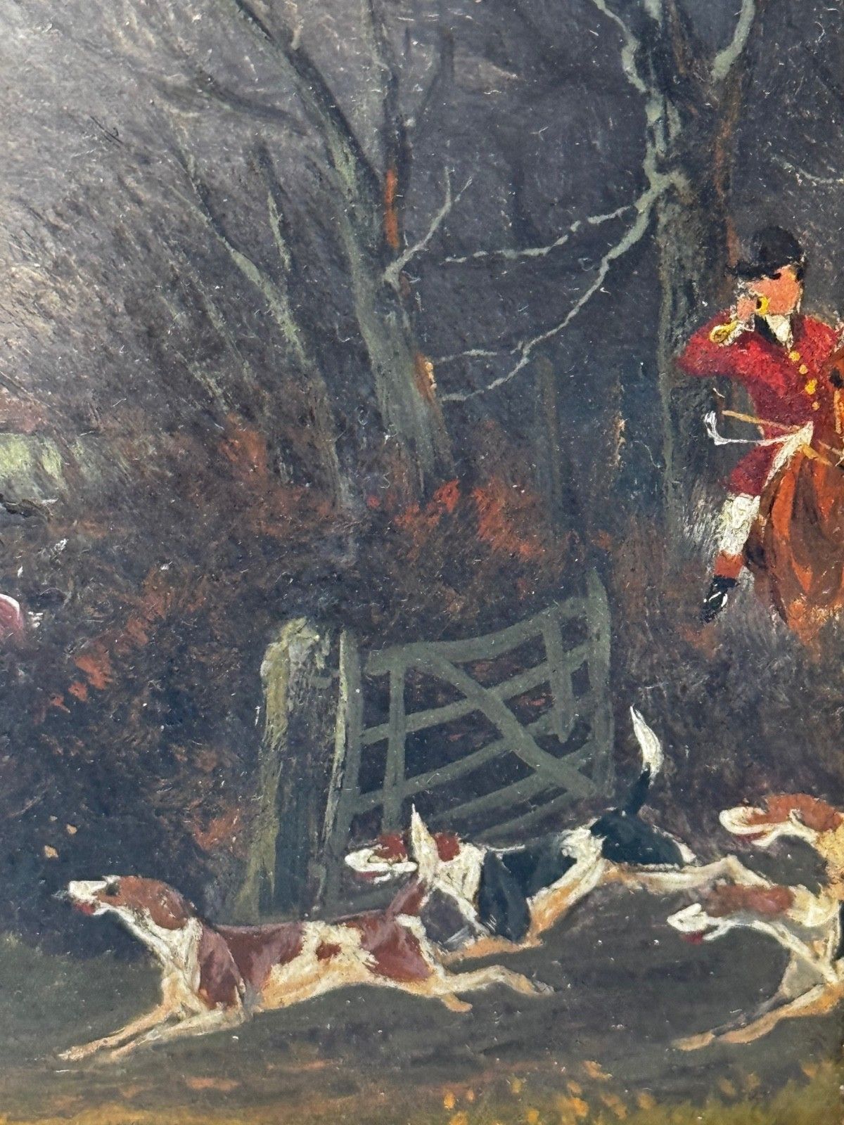 Art Victorian Oil Painting View Halloo (The Berkeley Hunt) C1880 By Charles Faulkner photo