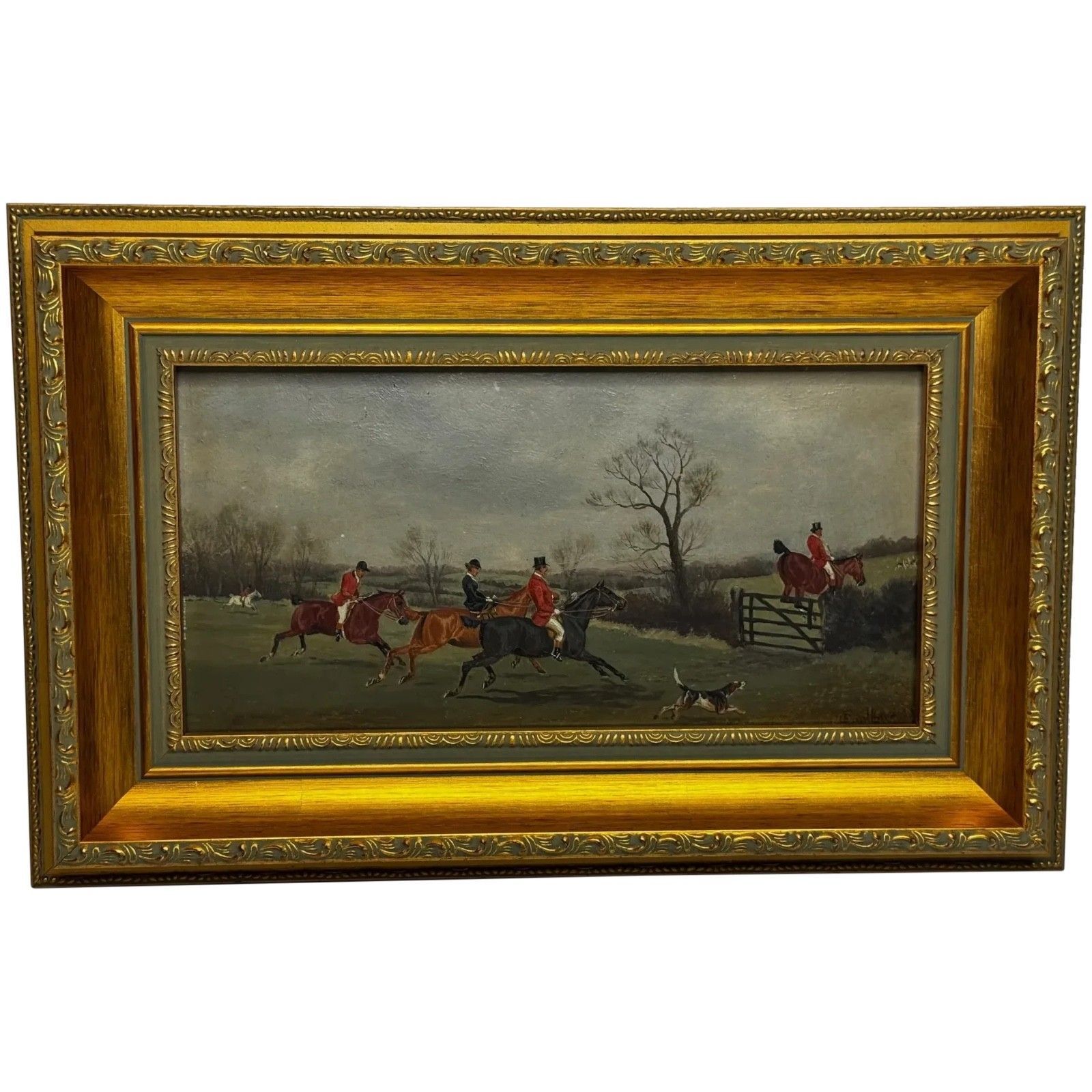 Victorian Oil Painting C1880 Full Cry (The Berkeley Hunt) By Charles Faulkner