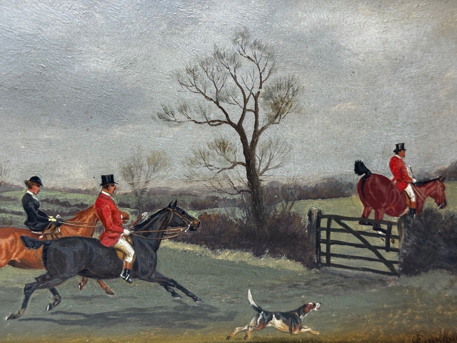 Victorian Oil Painting C1880 Full Cry (The Berkeley Hunt) By Charles Faulkner photo furniture
