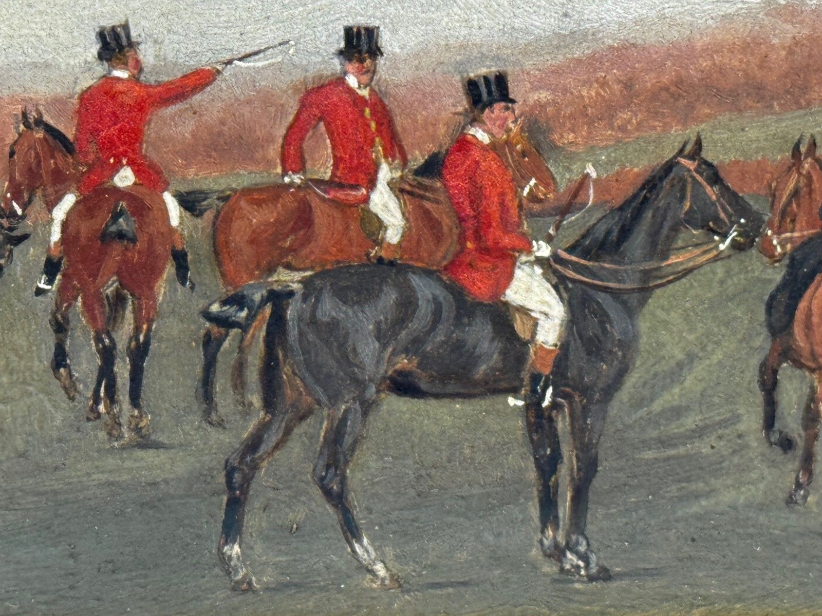 Kunst Victoriaans schilderij "The Meet" (The Berkeley Hunt) ca. 1880, Charles Faulkner photo