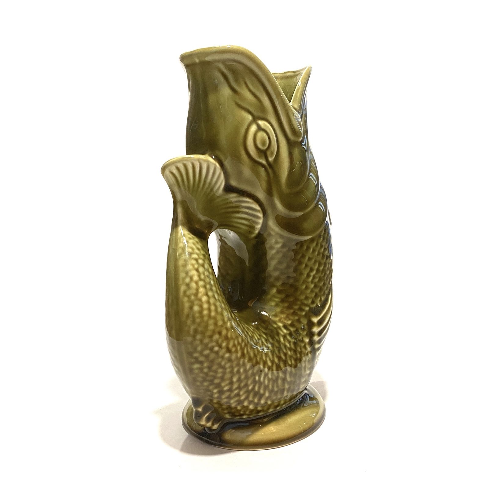 Dartmouth Pottery Gluggle Jug In Iconic Khaki Green Glaze (22.5cm Tall), Mid Century Modern Ceramics photo buy