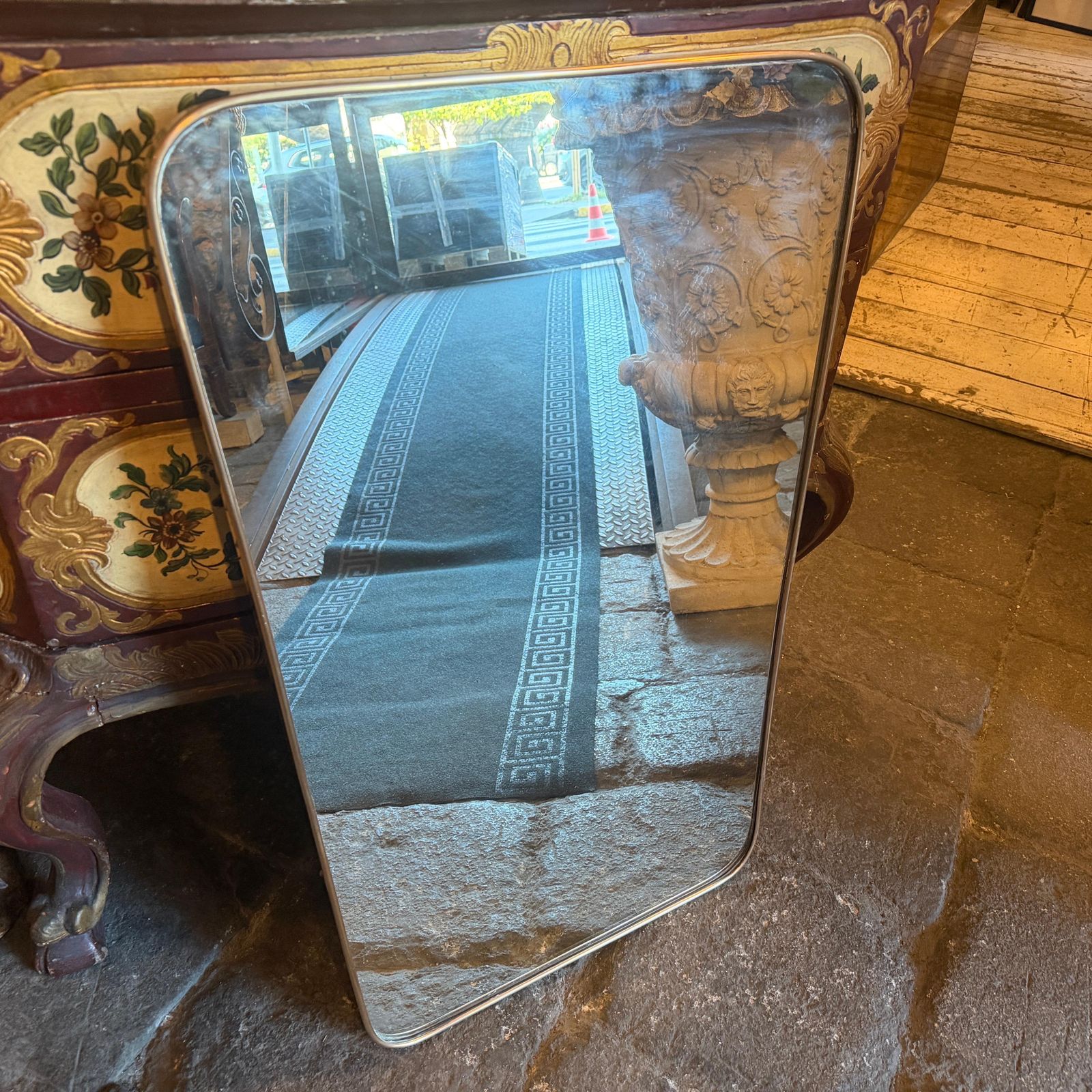 15th May 1957 Gio Ponti Style Mid Century Modern Brass Italian Wall Mirror photo furniture