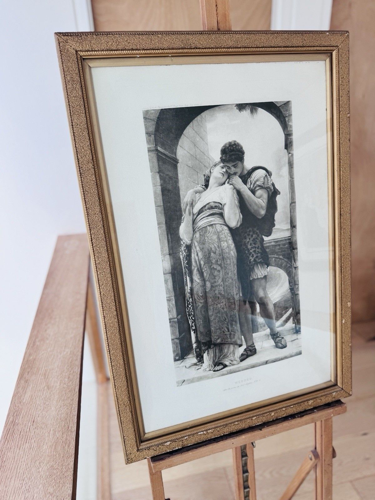 photo furniture Antique Framed Photogravure "Wedded", After Painting By Lord Leighton 1920