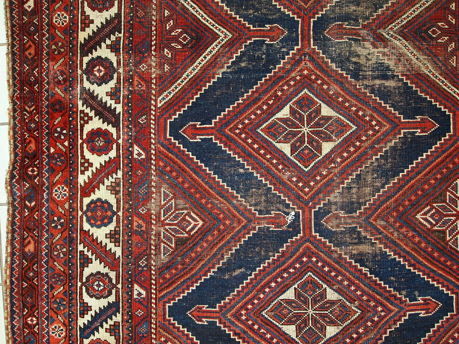 Handmade Antique Distressed Tribal Wool Rug — 4'9" × 11'2" — 1900s photo 780.0