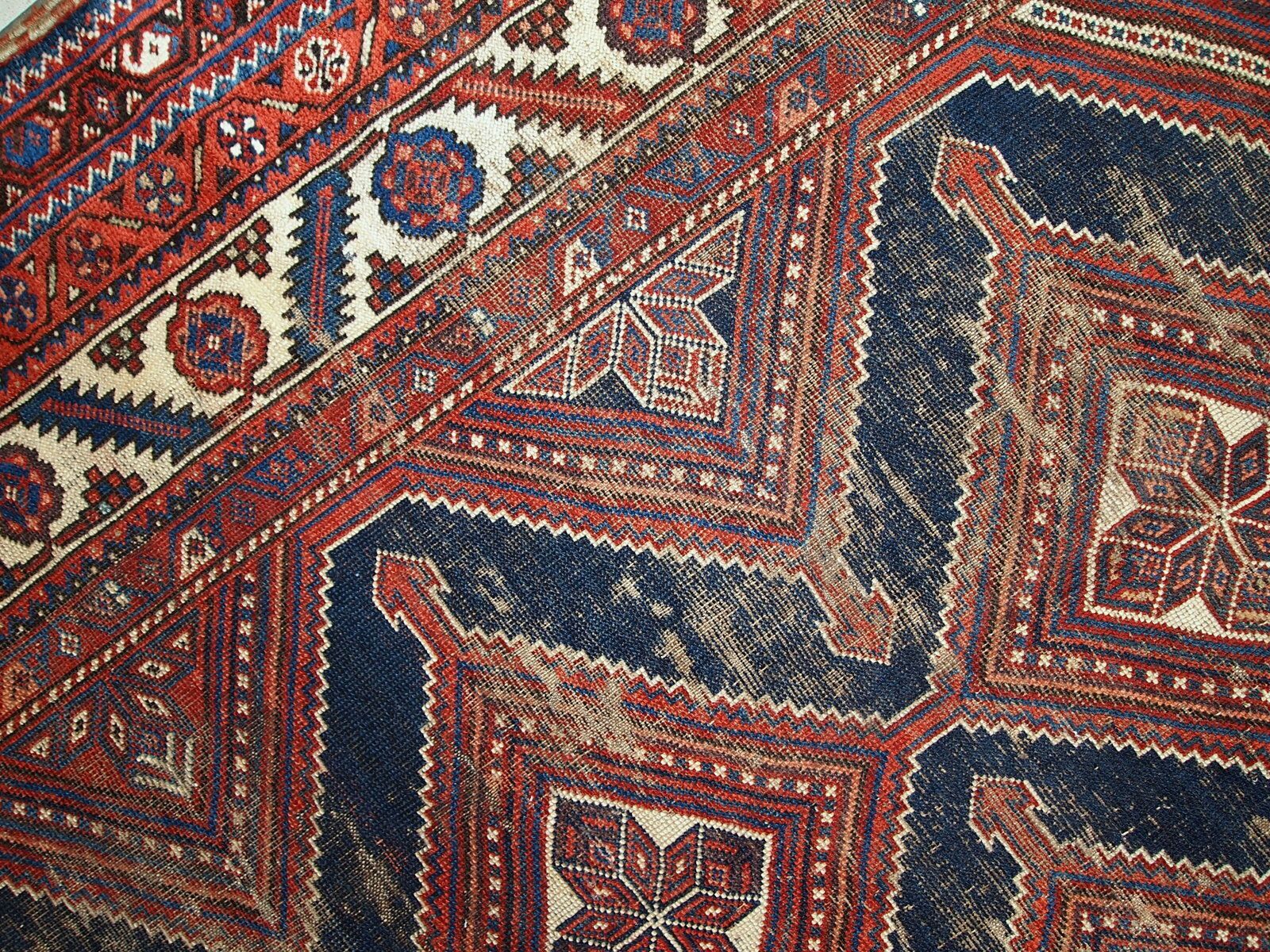 Handmade Antique Distressed Tribal Wool Rug — 4'9" × 11'2" — 1900s photo buy