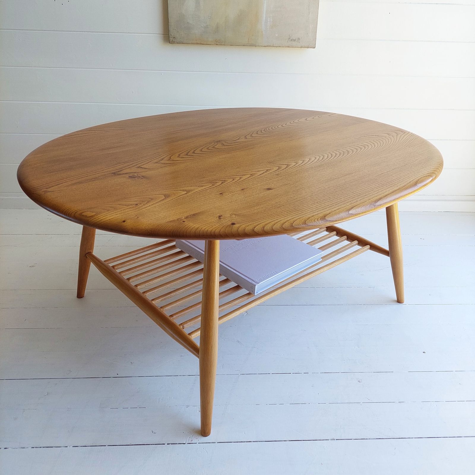 Mid Century Ercol 454 Coffee Table Vintage Oval Windsor Table By Lucian Ercolani  60s Restored