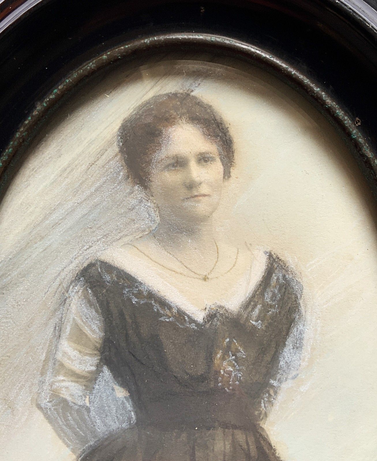 Miniature Victorian Portrait Painting Oval Watercolour & Pastel X2 Paintings! photo Art