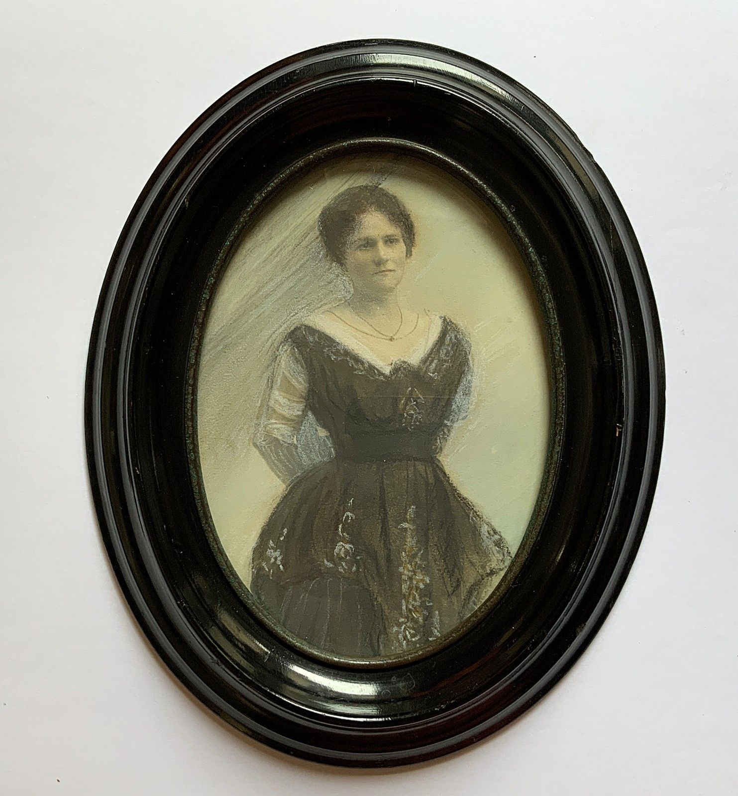 photo furniture Miniature Victorian Portrait Painting Oval Watercolour & Pastel X2 Paintings!