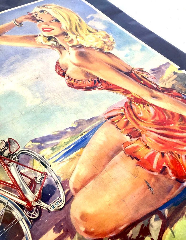 Antique Advertising   20th Century Phillips Cycles Promotional Poster Sign C1950. photo 183.0