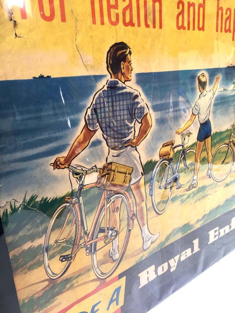 Antique Advertising   Early 20th Century Royal Enfield Bicycle Poster Sign C1930. photo Art