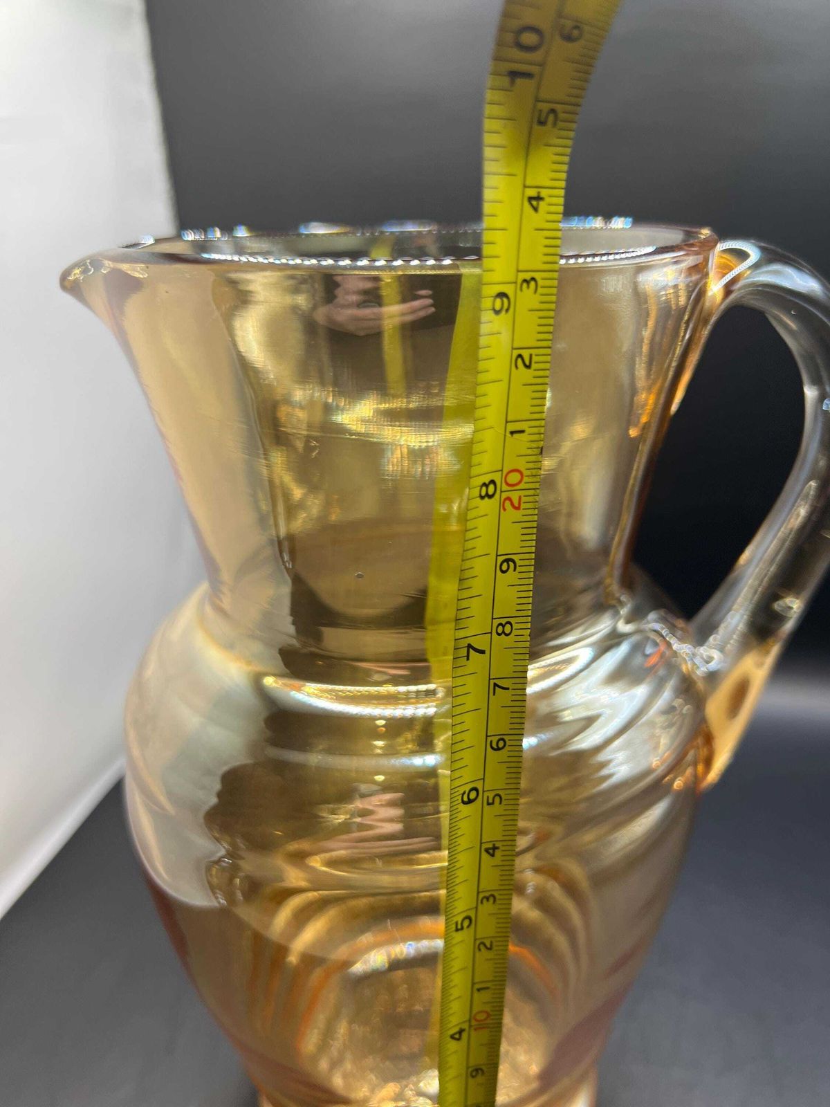 Vintage Amber Glass Lemonade Set. Jug And 5 Glasses. Retro Barware Gift For Host. Iridescent Glass Lover Gift. photo vinterior