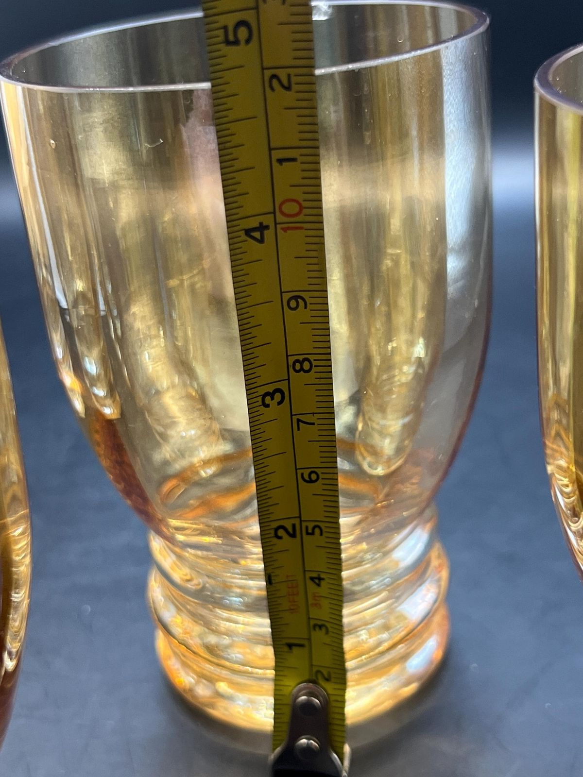 59.0 Vintage Amber Glass Lemonade Set. Jug And 5 Glasses. Retro Barware Gift For Host. Iridescent Glass Lover Gift. photo