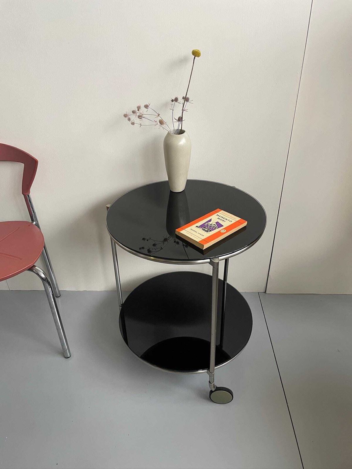 Vintage Ikea Strind Black Side Table Drinks Bar Trolley By Ehlen Johansson. photo for sale
