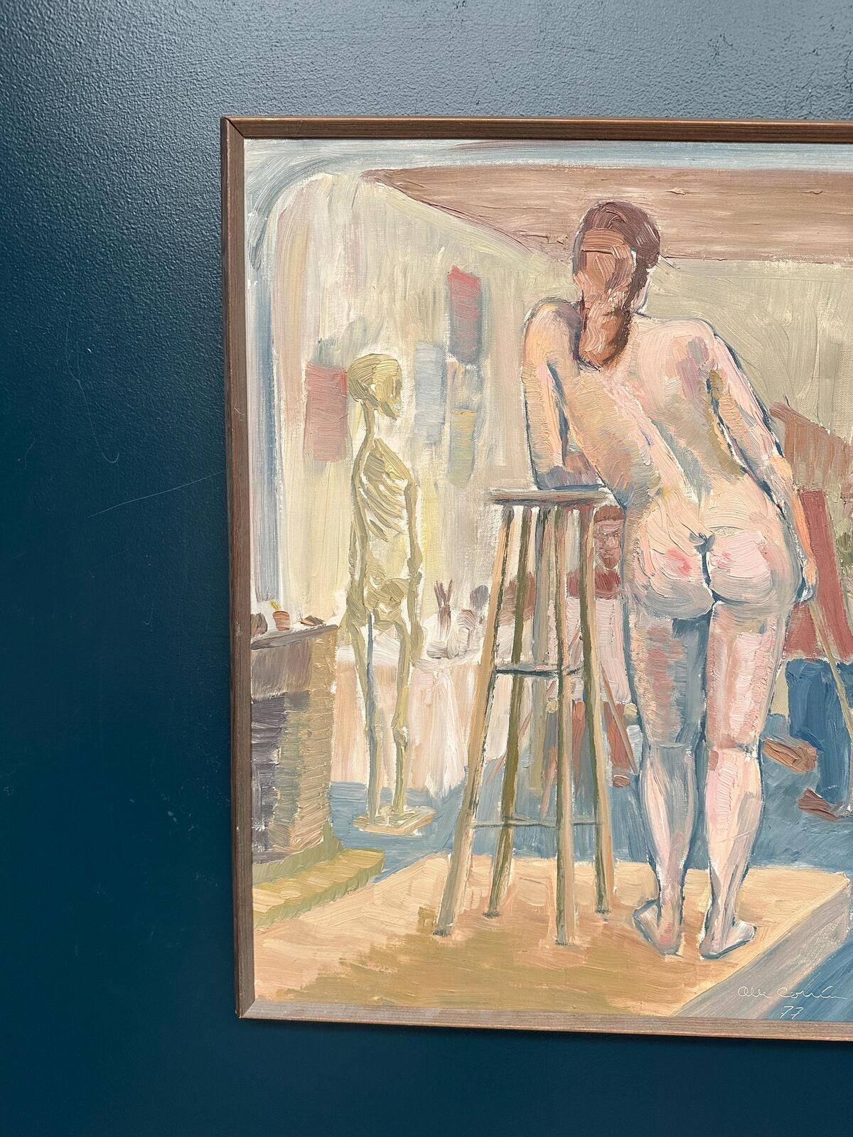 “Female Model In The Studio” By Olle C – Dated 1977 Oil On Canvas. photo for sale