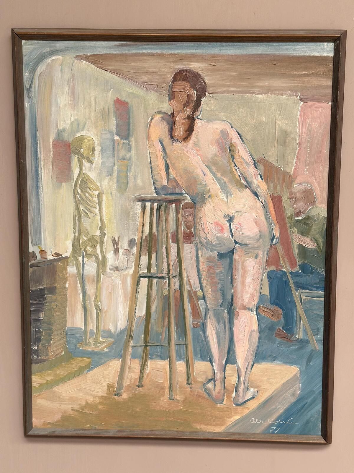 “Female Model In The Studio” By Olle C – Dated 1977 Oil On Canvas. photo vintage