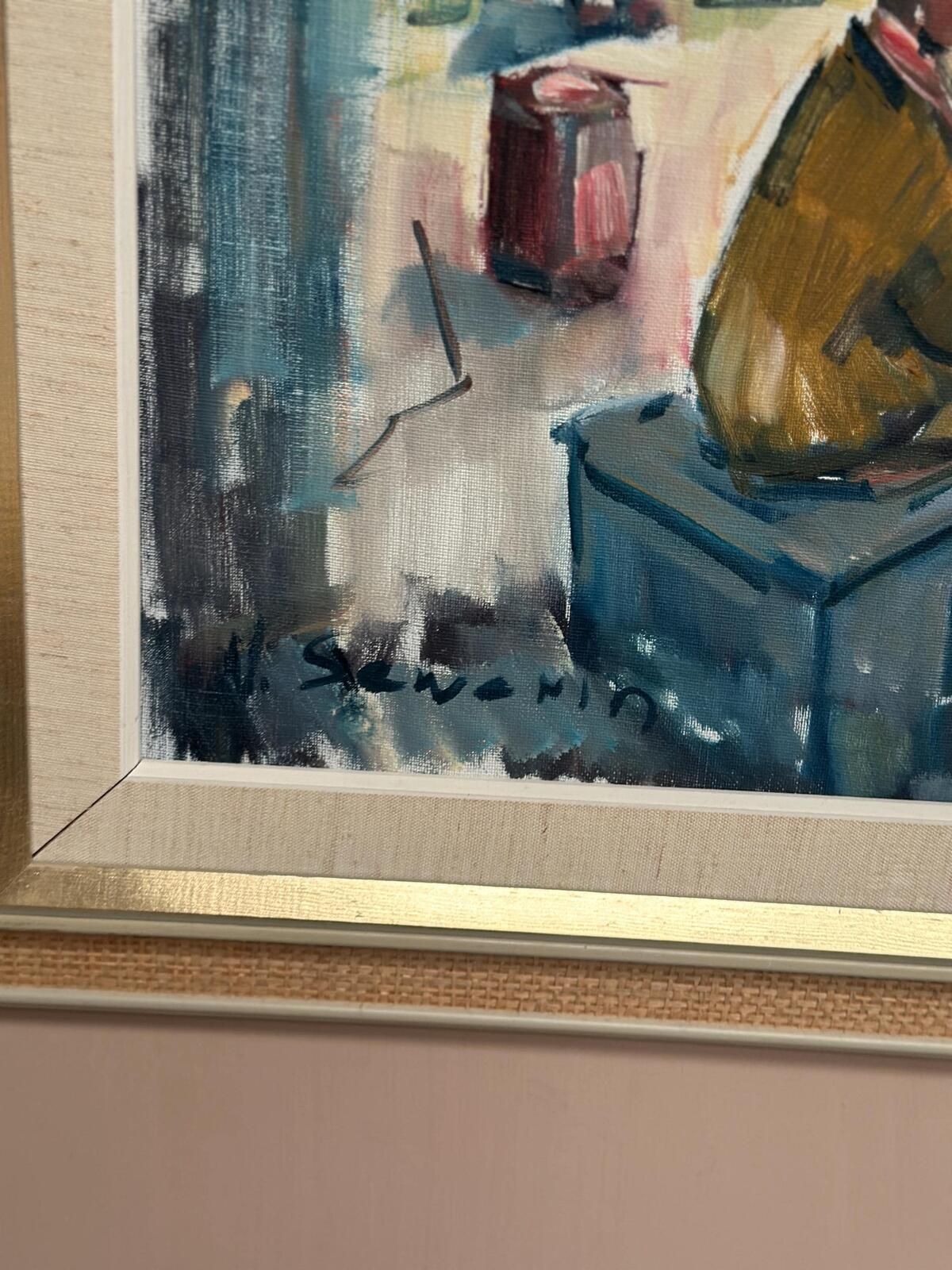 “Harbour” By Nils Sewerin Oil On Canvas Painting. photo vinterior
