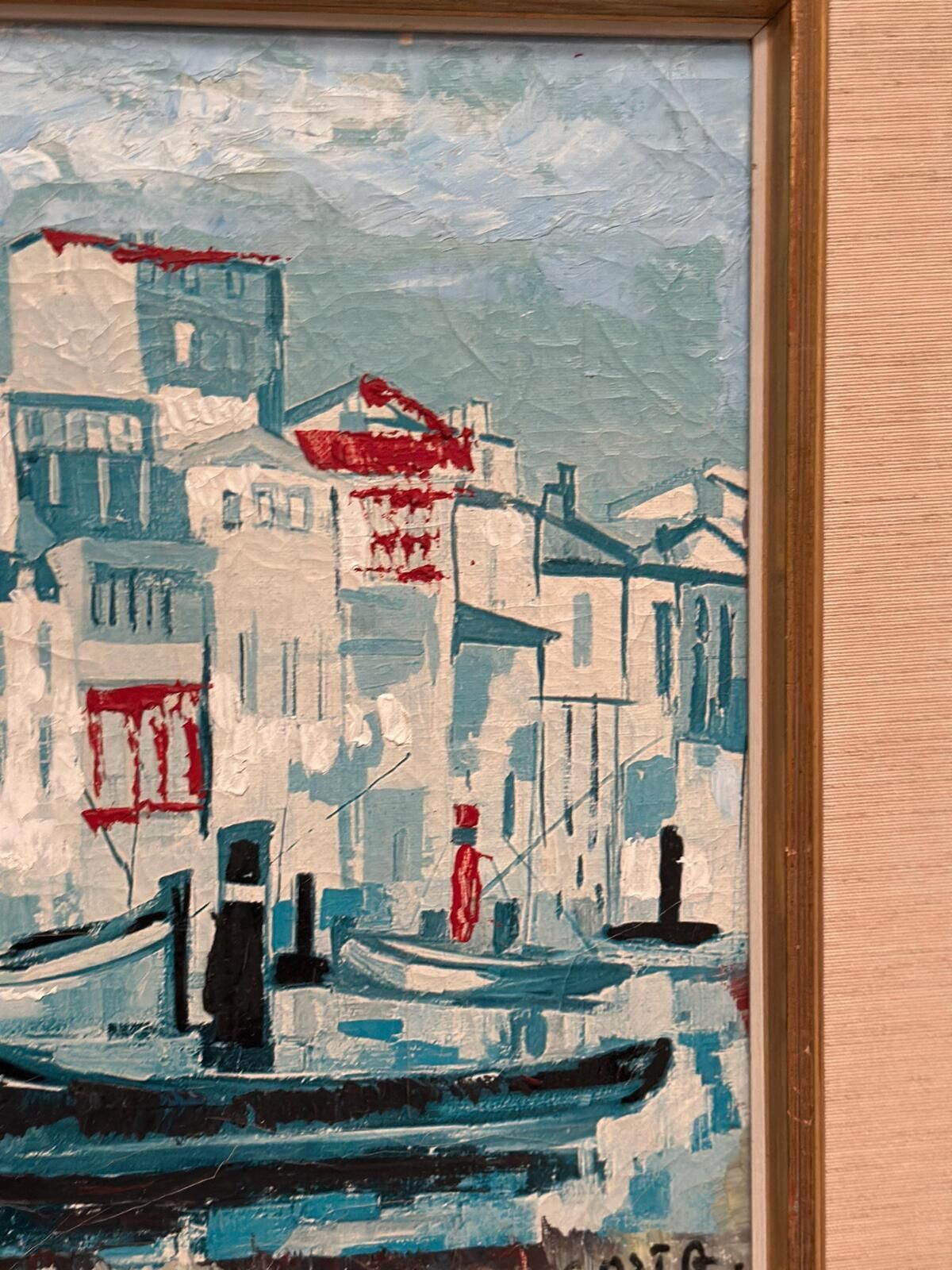 photo buy “Harbor Scene” By Costa Oil On Canvas Painting.