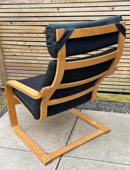 Bentwood Lounge Armchair With Black Faux Leather Cushions photo furniture