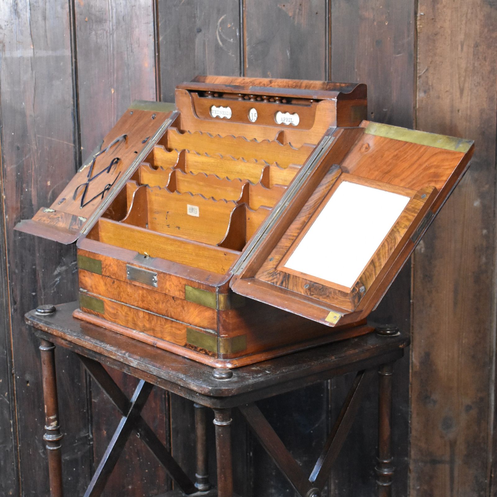 Furniture Antique 1881 James Shoolbred Walnut Campaign Stationery Tottenham House Cabinet photo