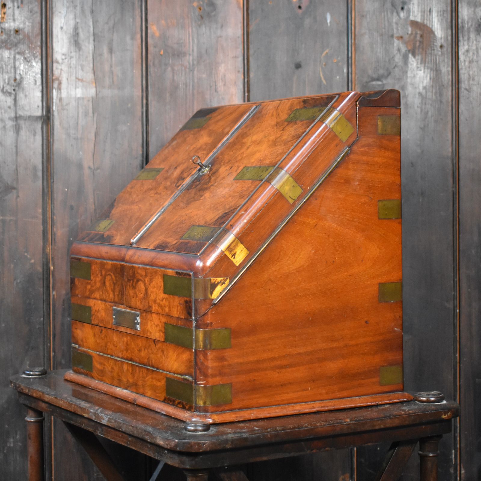 photo vinterior Antique 1881 James Shoolbred Walnut Campaign Stationery Tottenham House Cabinet