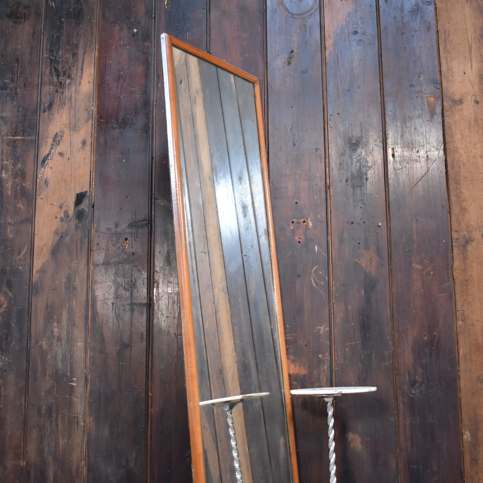 Antique Mahogany Tailors Outfitters Shop Tall Full Length Bullnose Frame Mirror photo buy