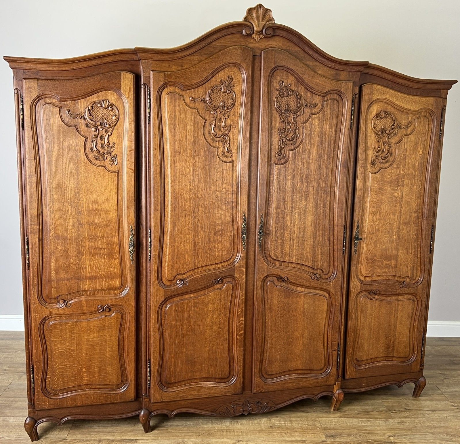Wardrobe Vintage French Louis XVI Style Oak Four Door Carved Armoire Lot 6117 photo furniture