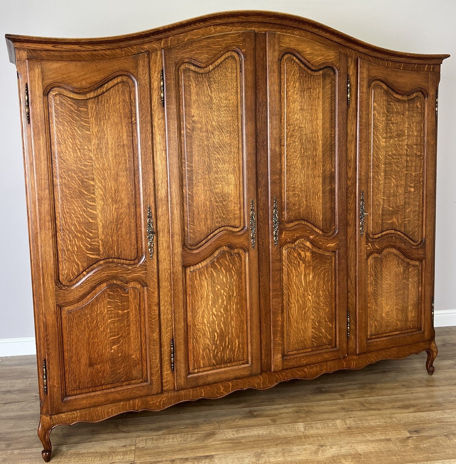 Wardrobe Vintage French Louis XVI Style Oak Four Door Carved Armoire Lot 6105