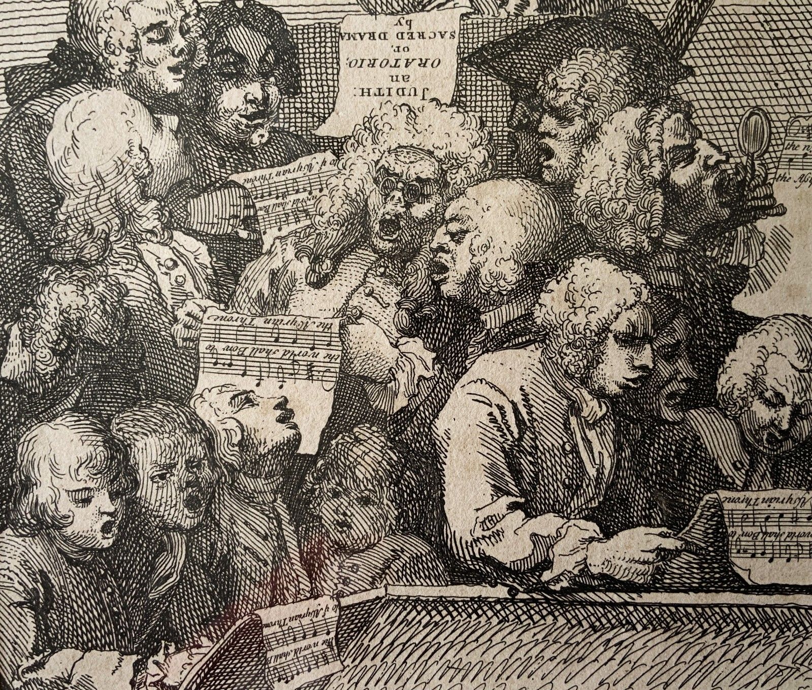 After William Hogarth (1697 1764) Antique Etching 'A Chorus Of Singers' Framed photo Art