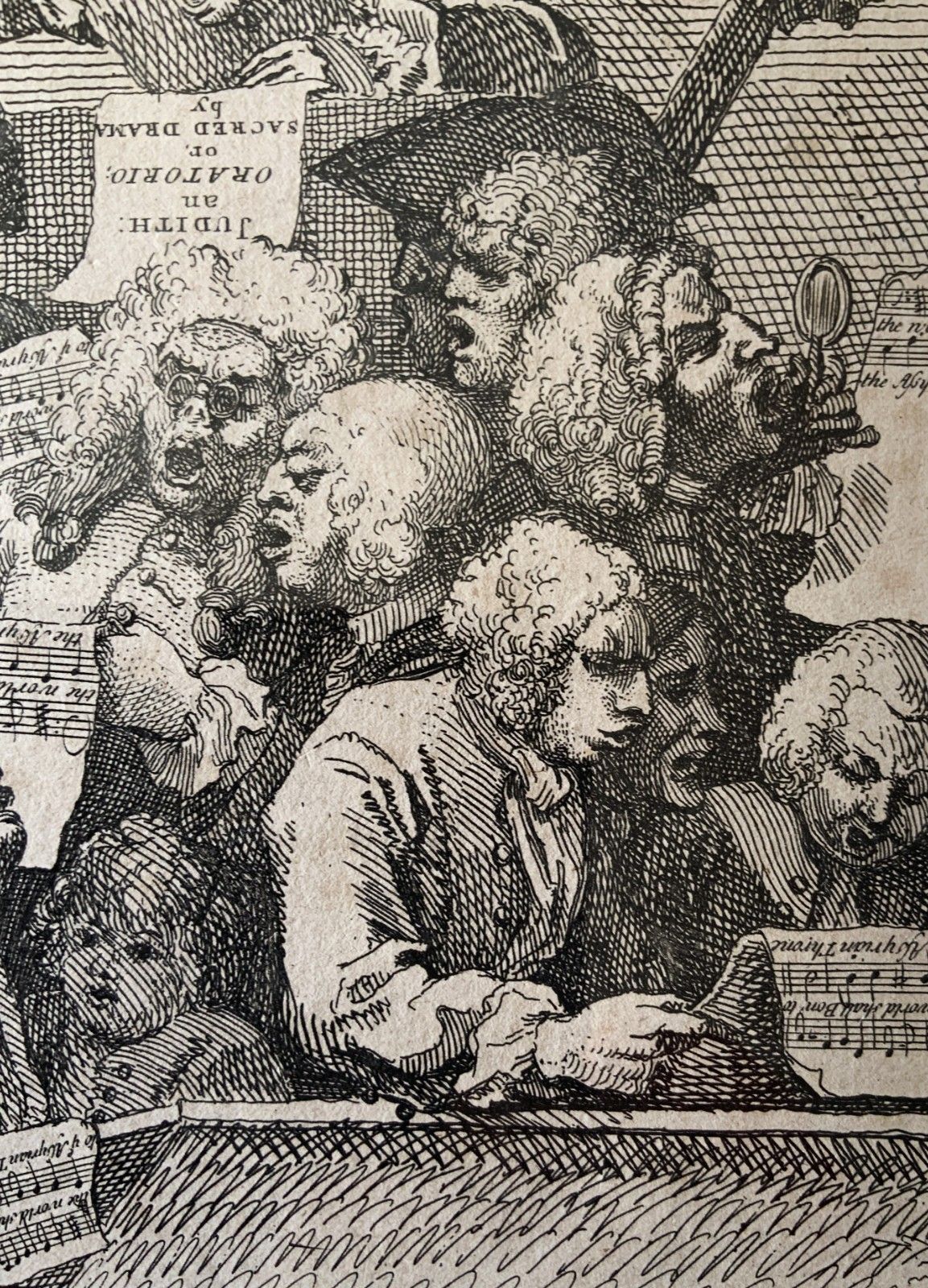 After William Hogarth (1697 1764) Antique Etching 'A Chorus Of Singers' Framed photo vinterior