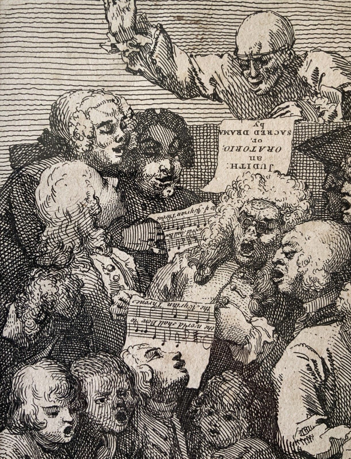 After William Hogarth (1697 1764) Antique Etching 'A Chorus Of Singers' Framed photo vintage
