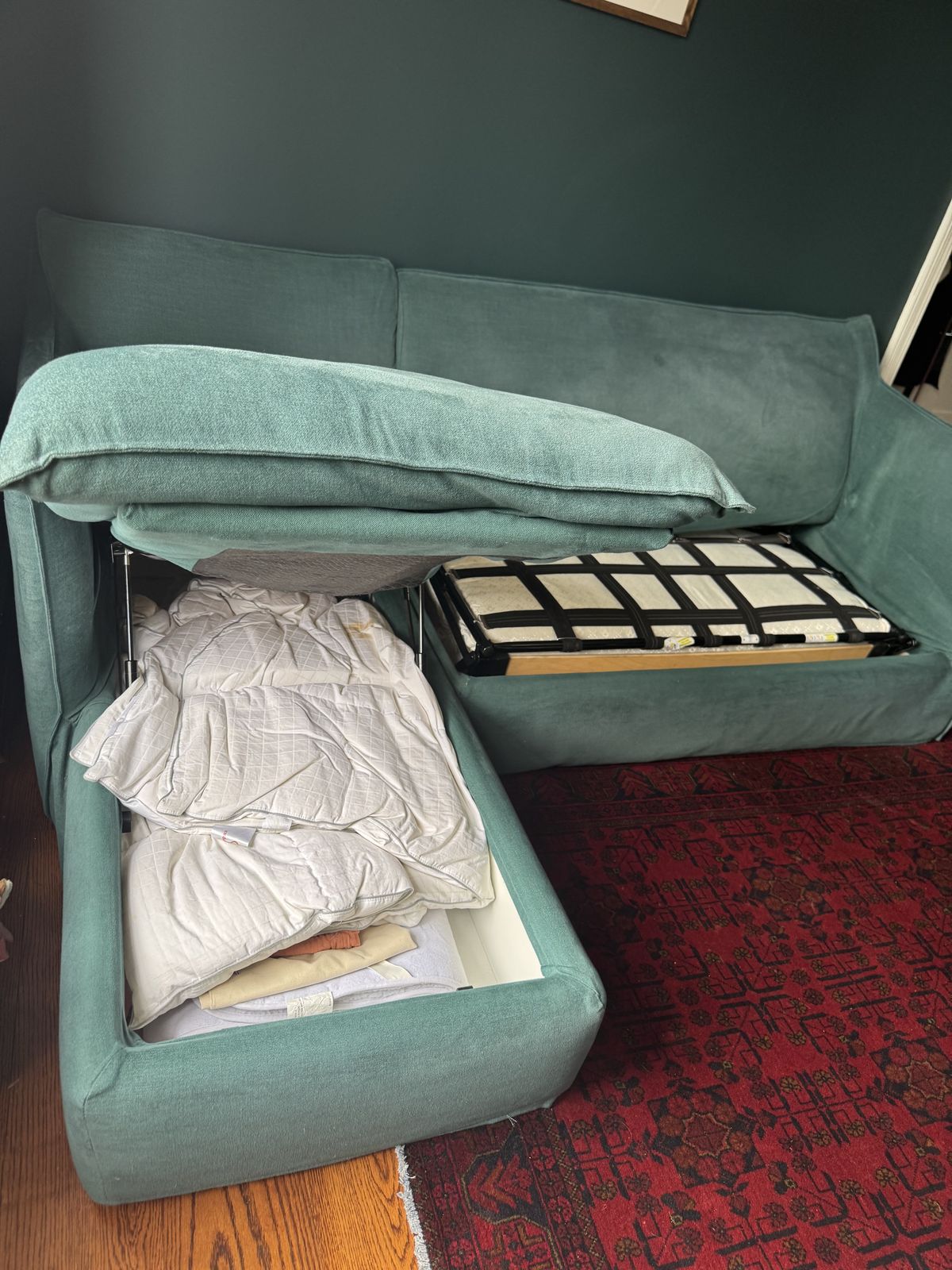 Love Your Home Sophie Chaise Corner Sofabed In Green Cotton/Linen photo for sale