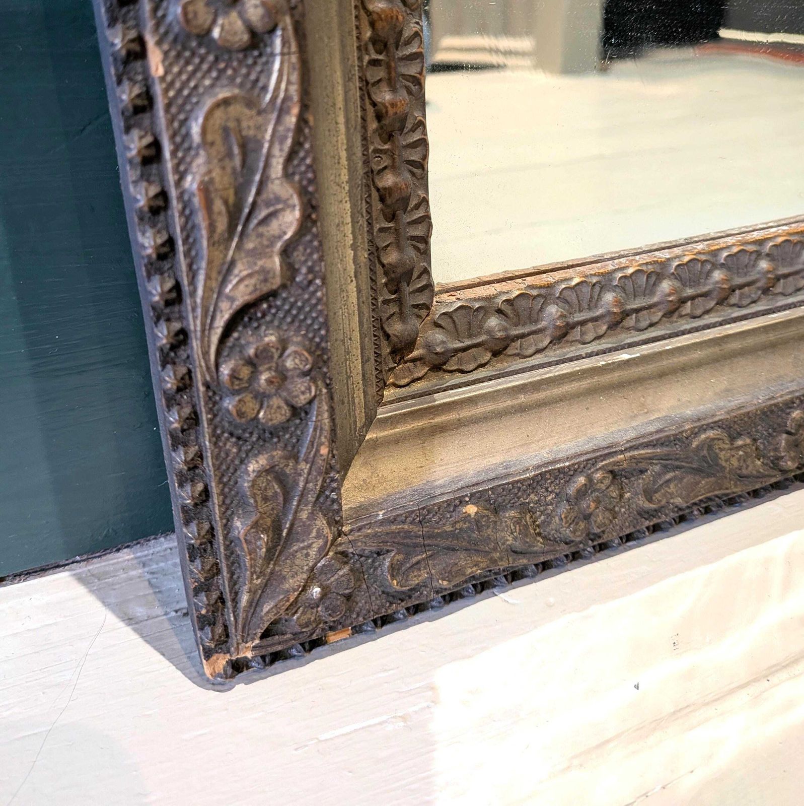 A Small Antique French Gilt Framed Wall Mirror With Original Plate C19th photo vinterior