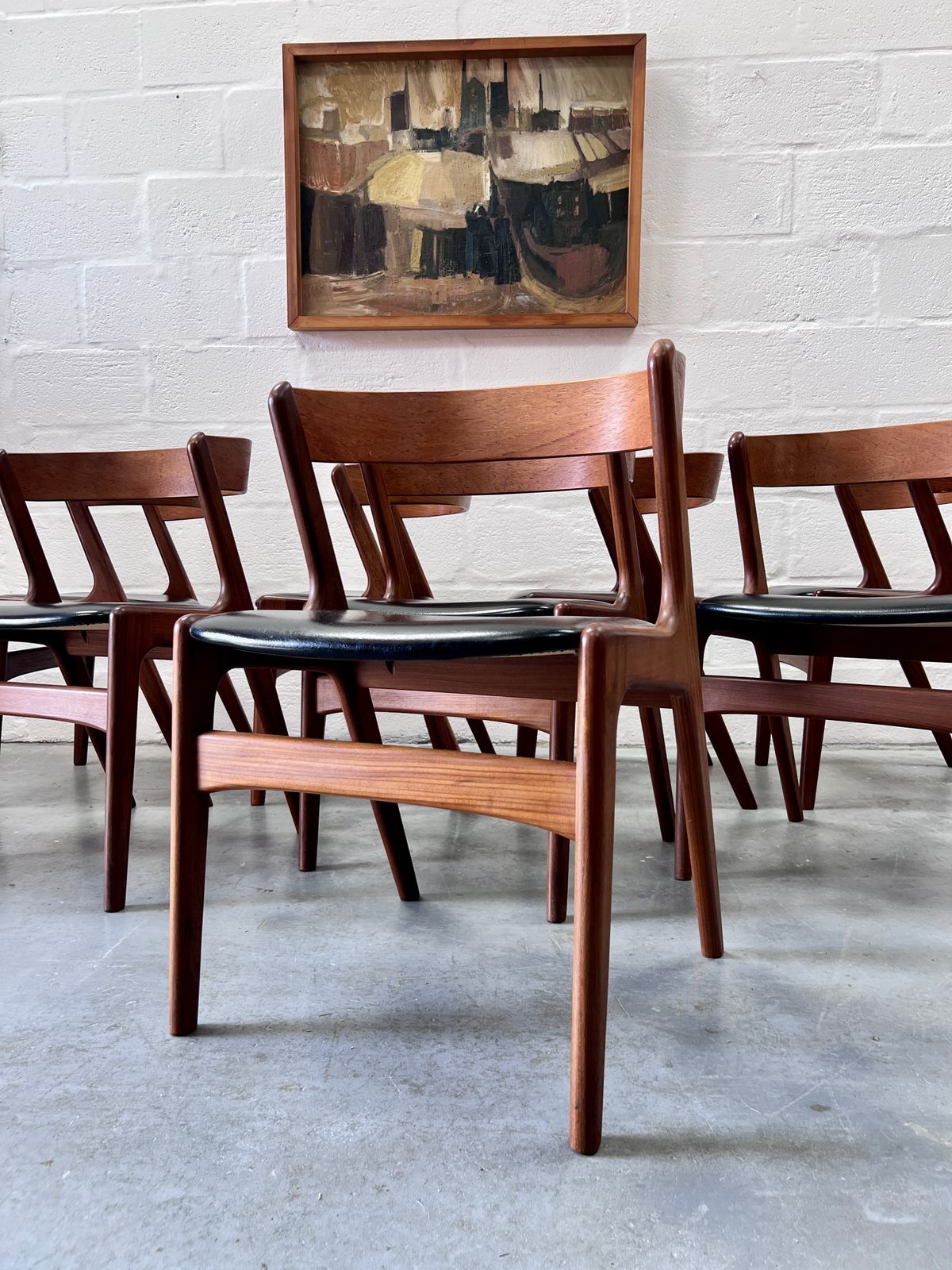 Set Of 8 Danish Mid Century Kai Kristiansen Model 68 “Fire” Dining Chairs, 1960s photo furniture