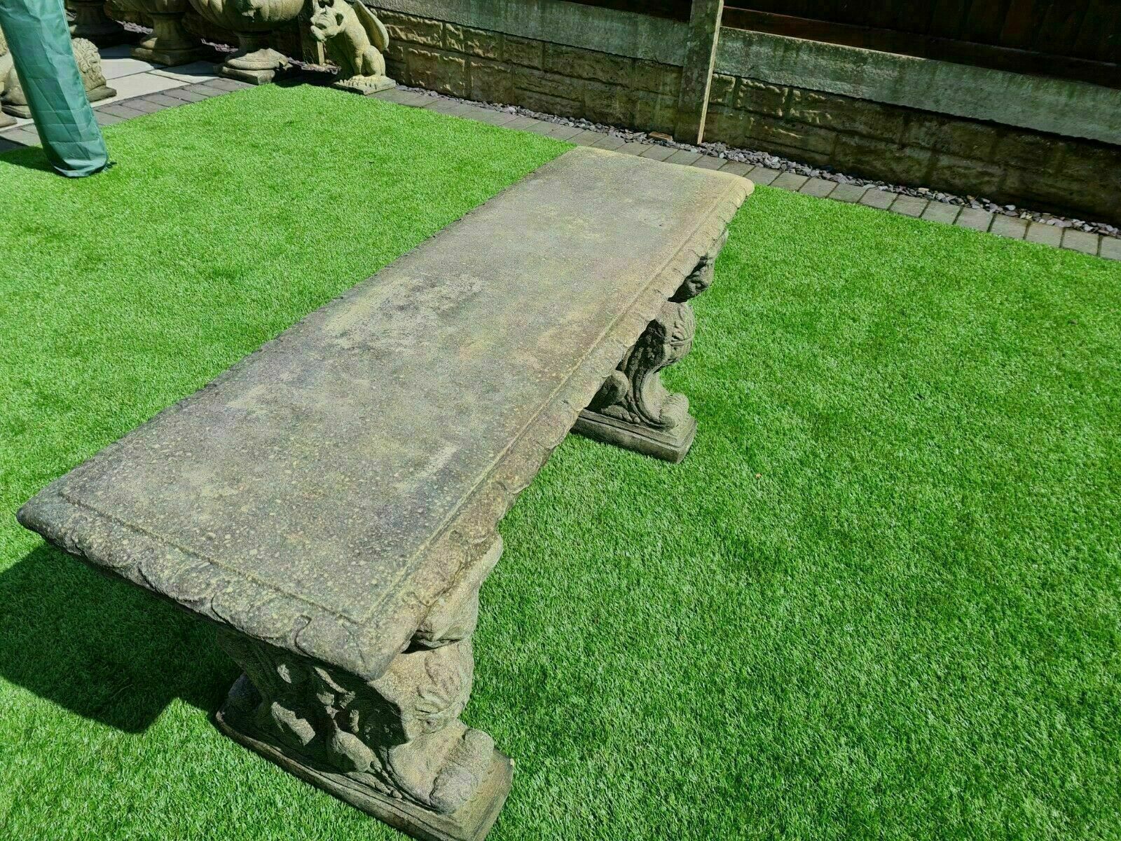 Rams Head Garden Bench Vintage , English Stone ( Delivery Available Via Our Specialist Sister Courier Company 0248. photo Garden Furniture