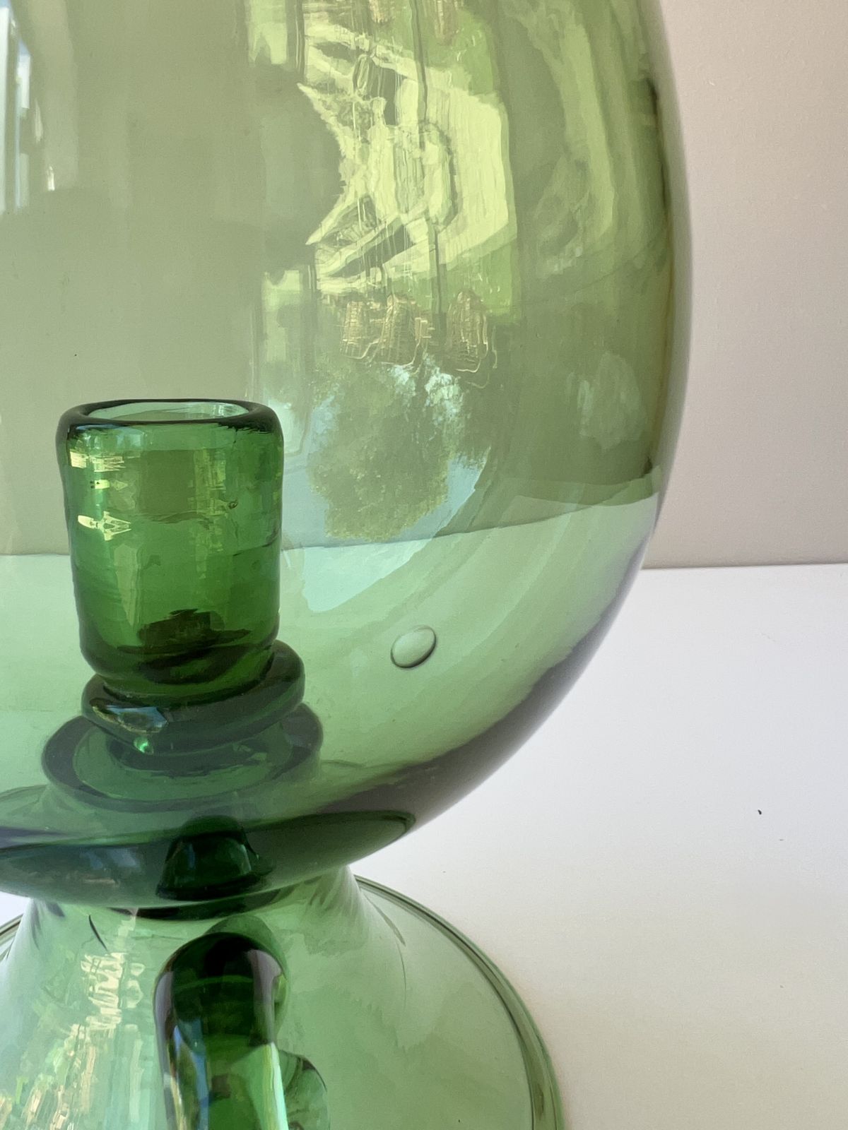 Empoli Green Glass Hurricane Lamp, Italian, 1960's photo vinterior