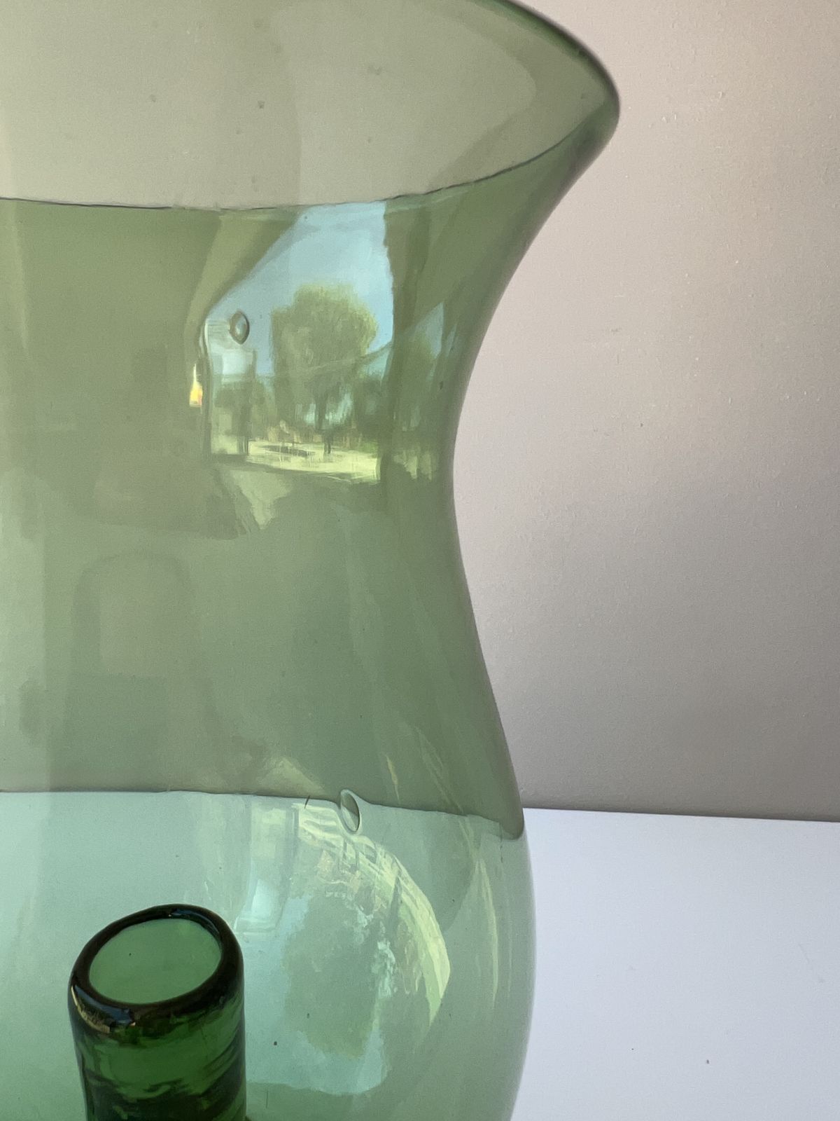 Empoli Green Glass Hurricane Lamp, Italian, 1960's photo buy