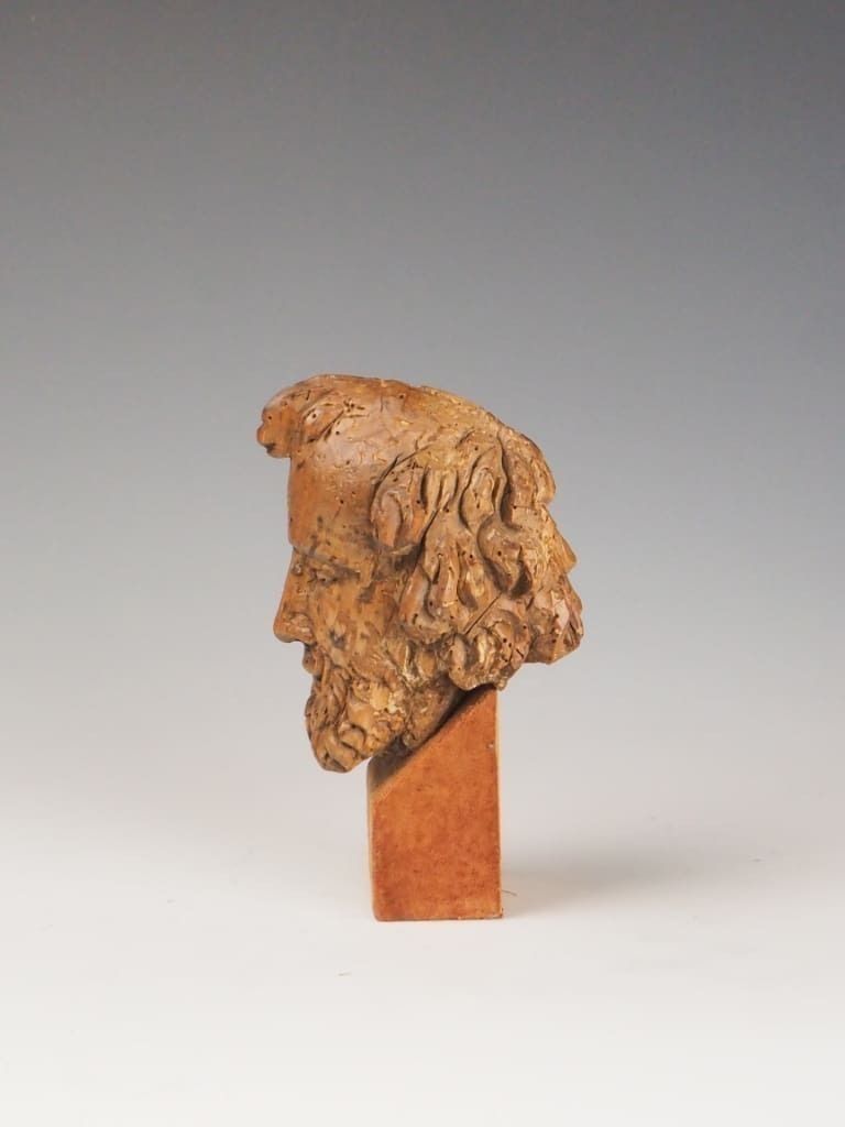 16th Century Carved Wooden Head Of A Philosopher / Religious Figure photo Art
