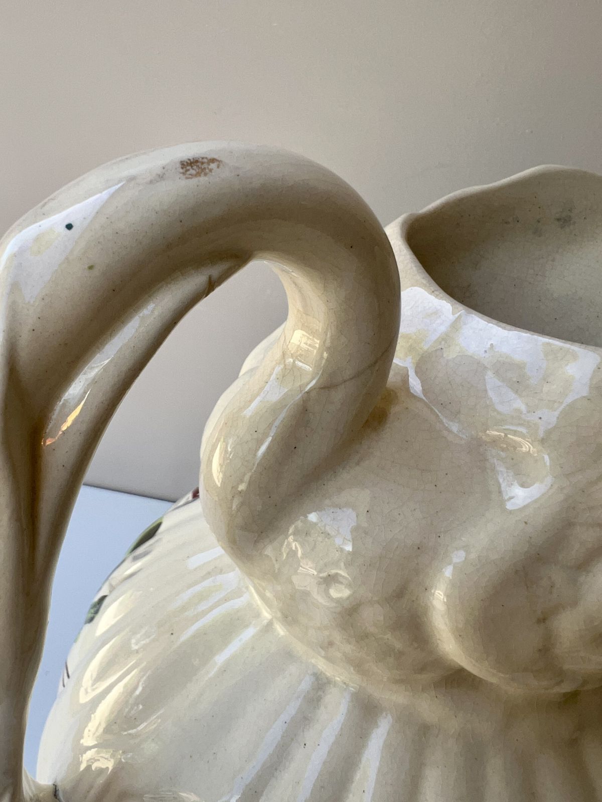 Large Antique Swan Handle Pottery Jug/Vase   C.1860 1900 photo vinterior