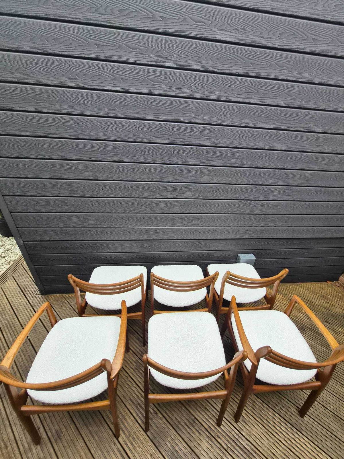 Set Of 6 Danish Mid Century Teak Dining Chairs By Farsø Stolefabrik — 4 Side + 2 Carvers — Freshly Restored photo Furniture