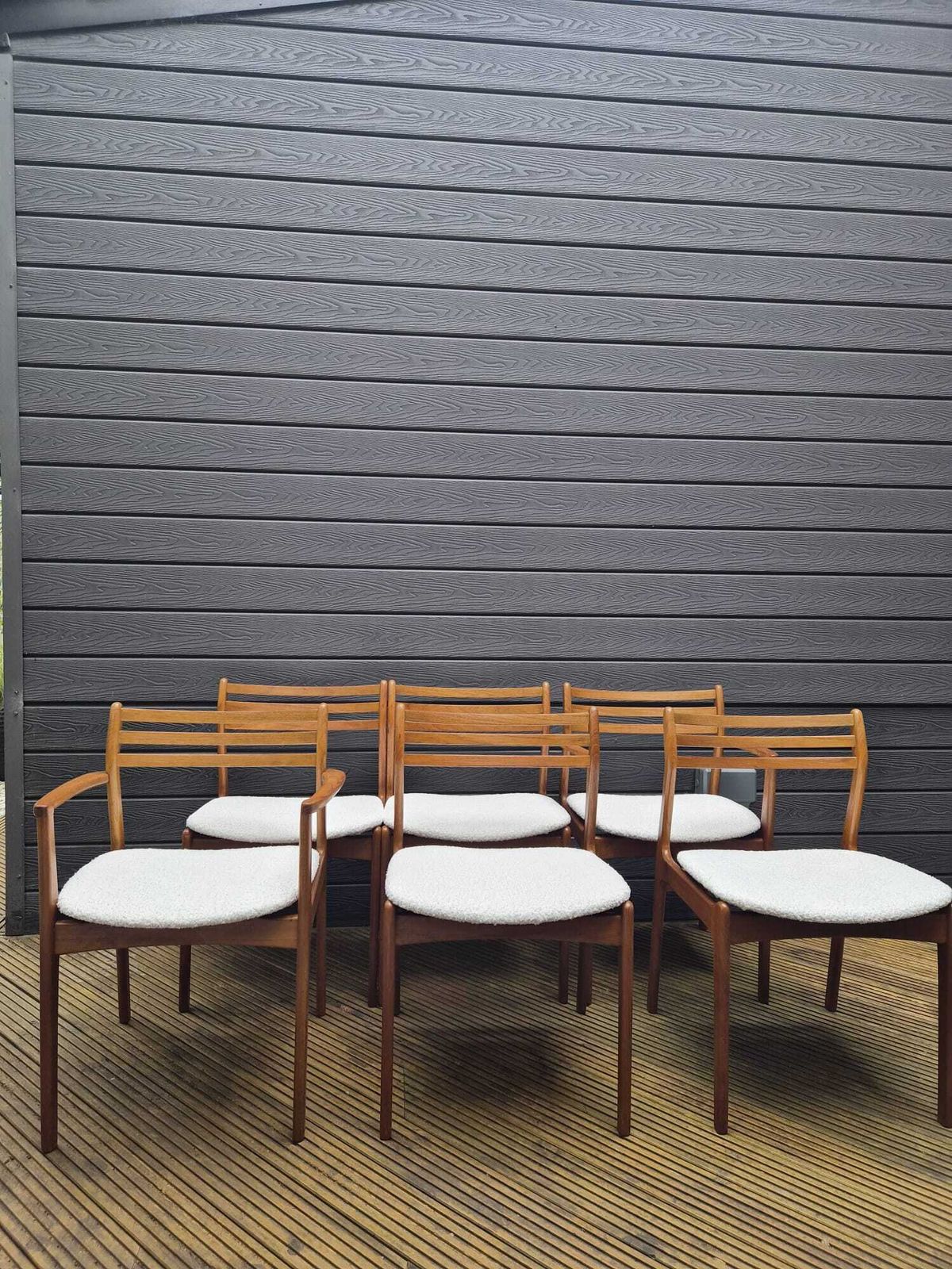 Set Of 6 Danish Mid Century Teak Dining Chairs By Farsø Stolefabrik — 4 Side + 2 Carvers — Freshly Restored