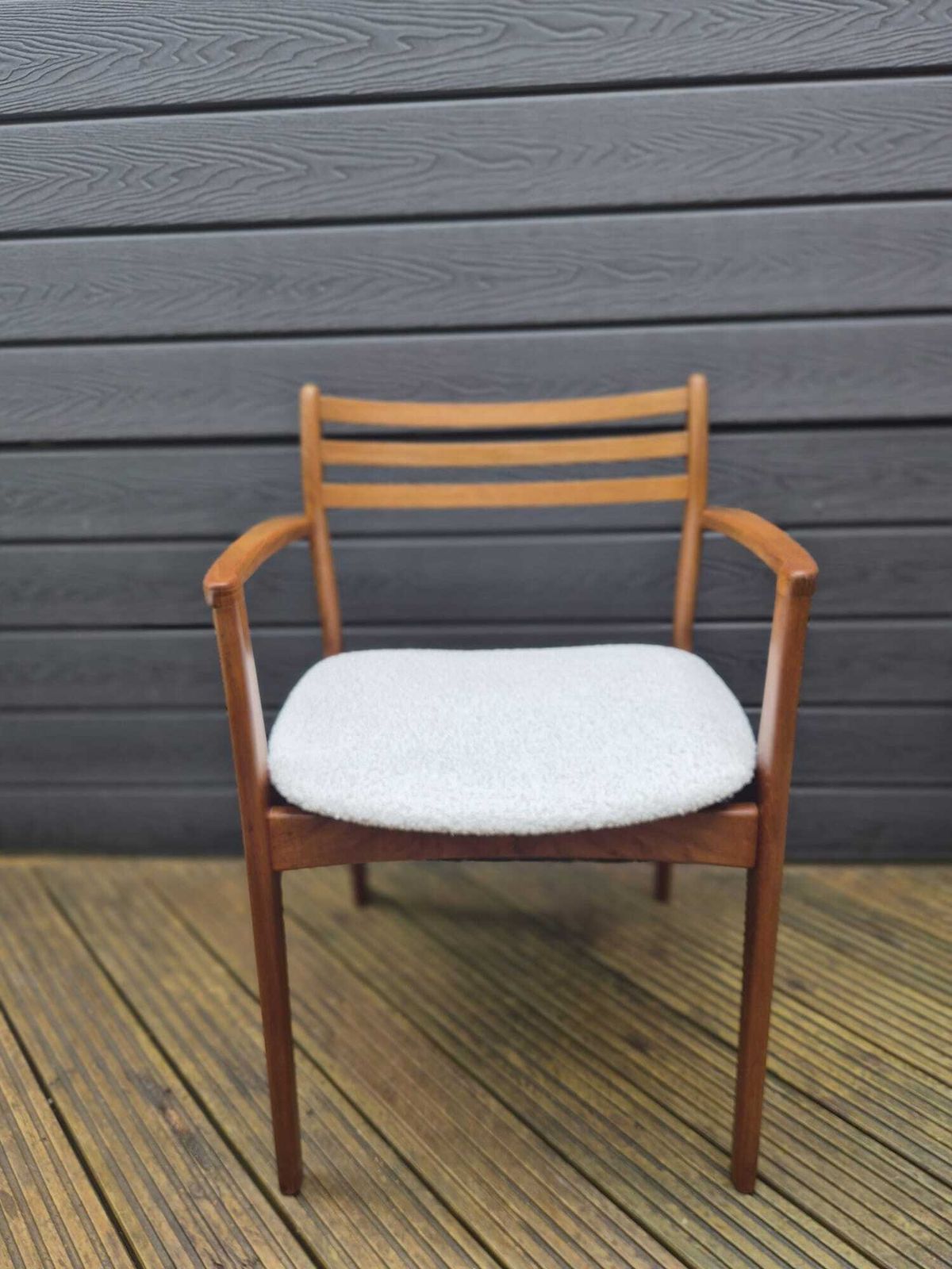 Furniture Set Of 6 Danish Mid Century Teak Dining Chairs By Farsø Stolefabrik — 4 Side + 2 Carvers — Freshly Restored photo