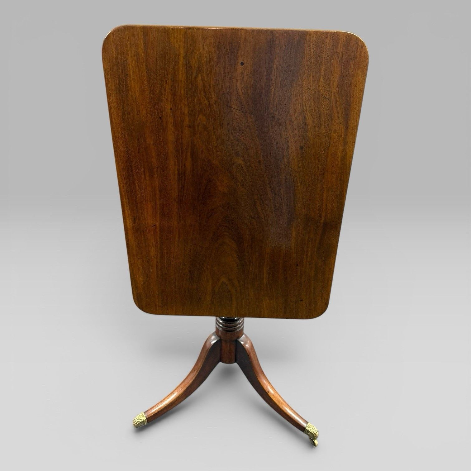 Antique Regency Mahogany Tilt Top Occasional Table With Brass Casters photo Furniture